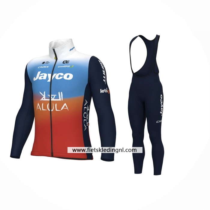 2024 Fietskleding Jayco AlUla Blauw Oranje Lange Mouwen En Koersbroek